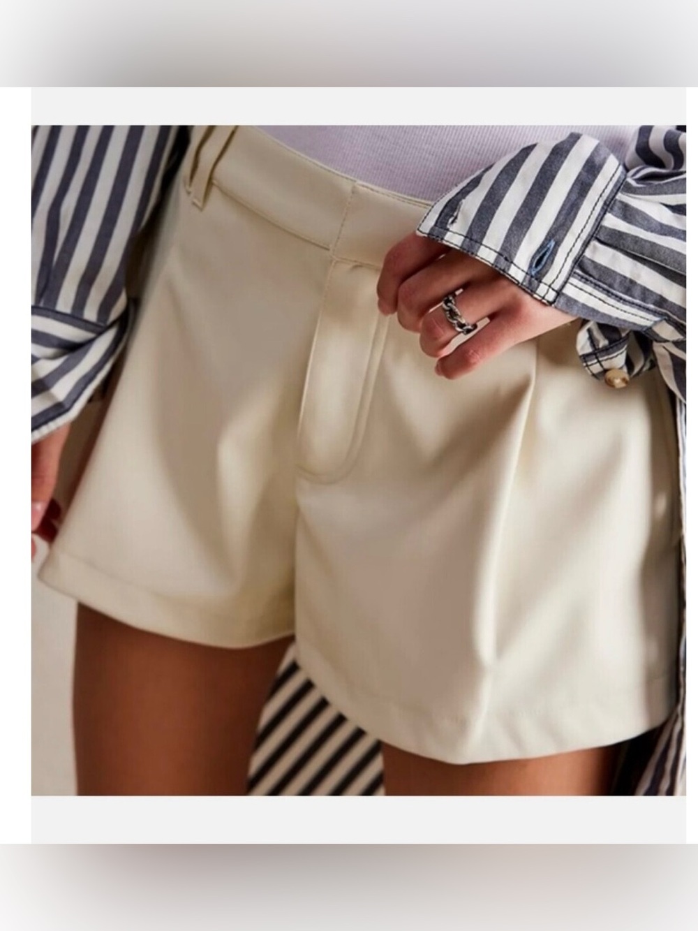 Free People We The Free Shorts Free Reign Cream Vegan Leather Trendy Chic 27